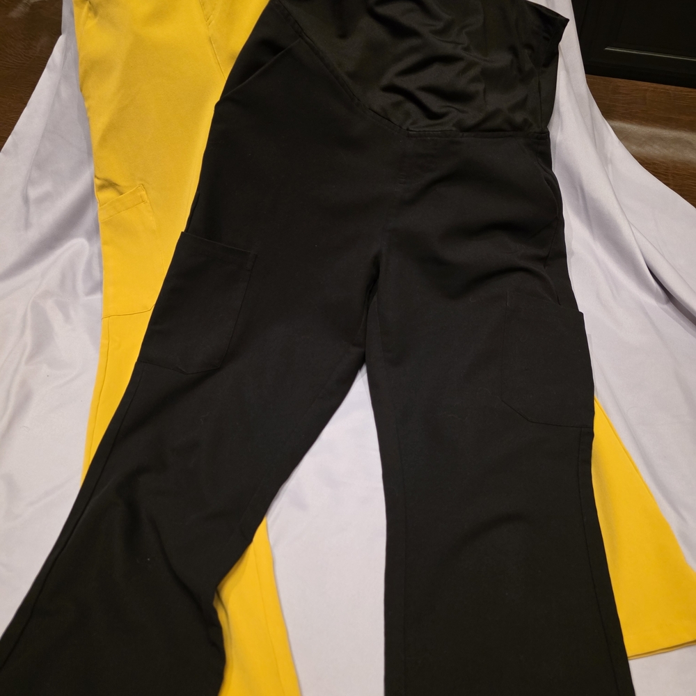 Mandala Maternity Scrubs. Sz. S. TWO pairs. 1 - gold. 1 - black. - Picture 3 of 7